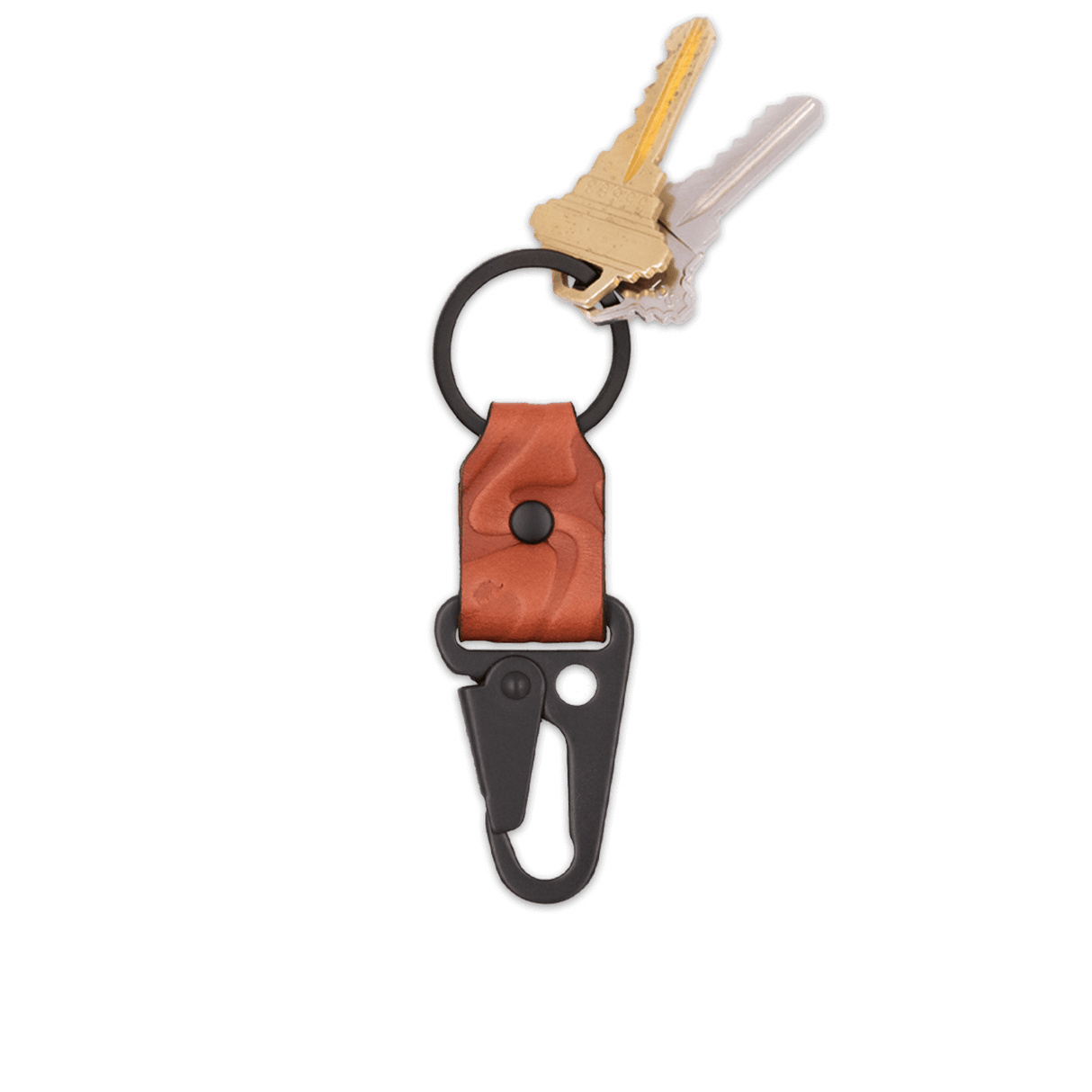 Brown Contour Texture Clip Keychain with keys.