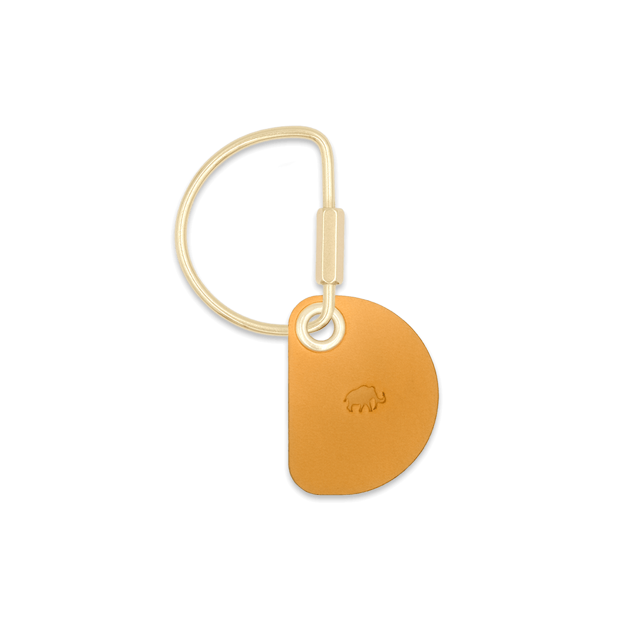 Gold Crescent Keychain with brass hardware.
