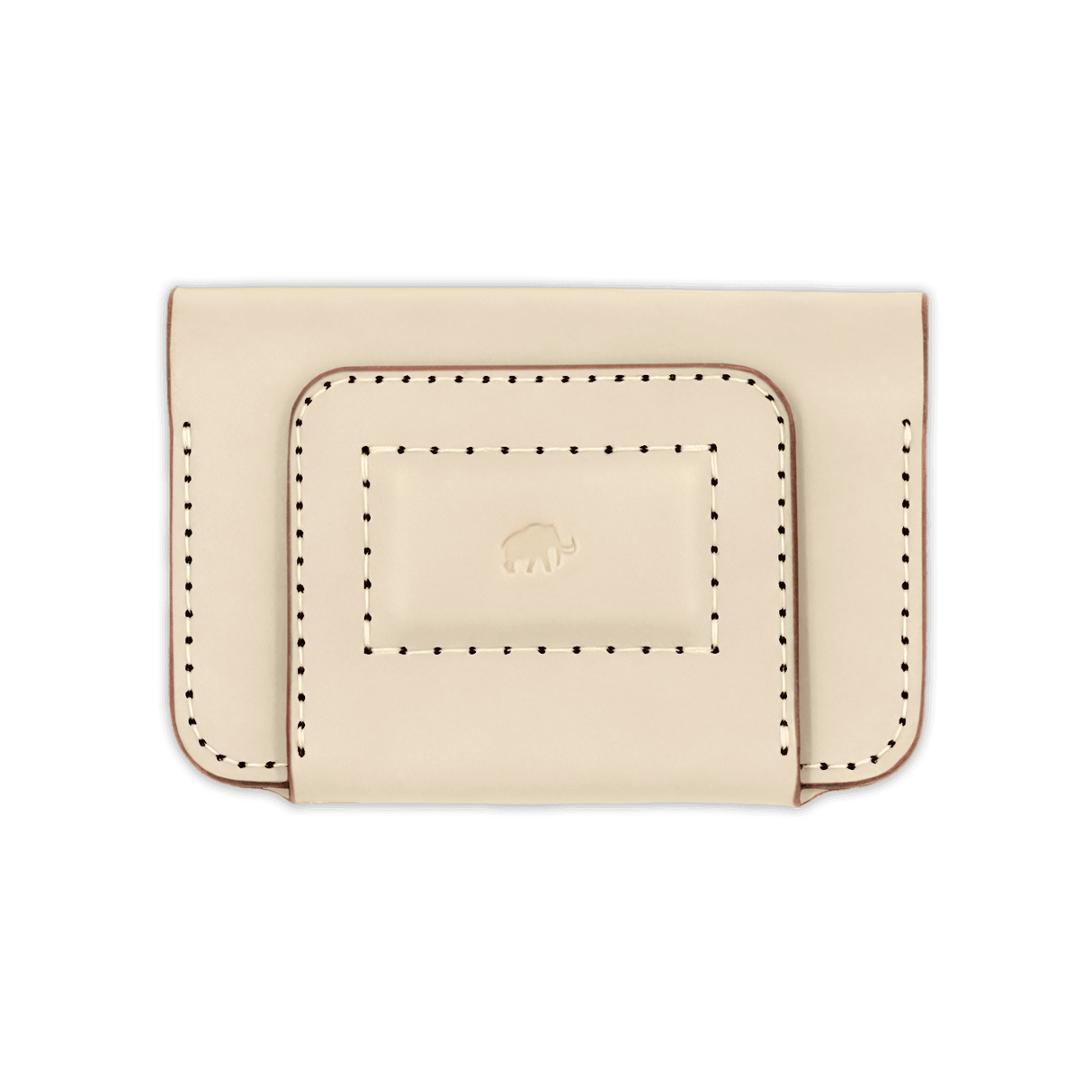 Tusk leather Founders Wallet open view with white cards.