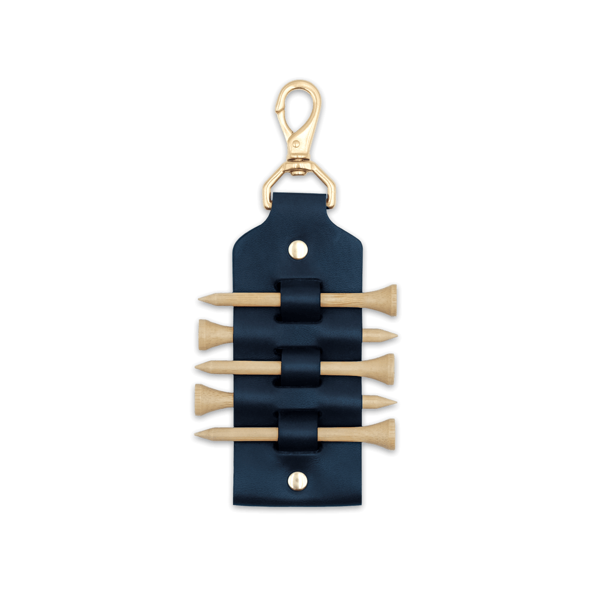 Navy leather Golf Tee Tag with five tags included.