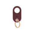 Burgundy leather Grip Keychain with hand-pressed Woolly Made logo and brass hardware.