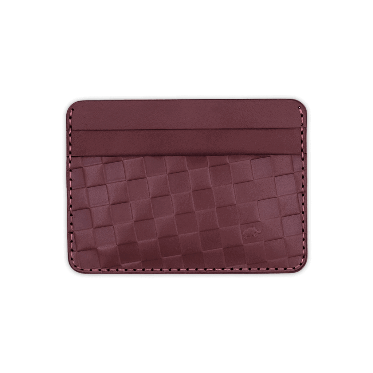 Burgundy Checker Texture Half Wallet.