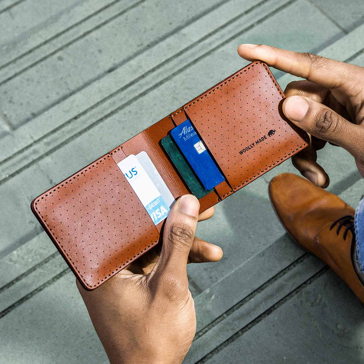 Landscape Wallet in brown leather