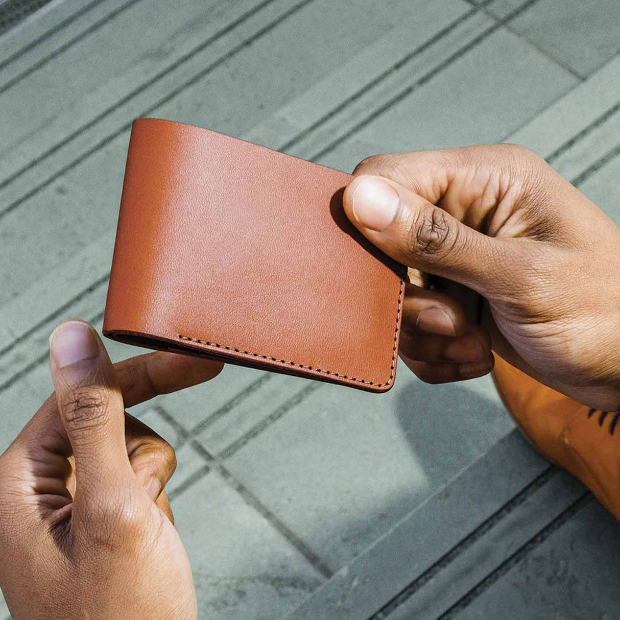 Landscape Wallet in brown leather