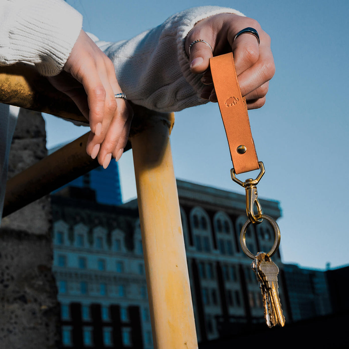 Loop Keychain in tan leather