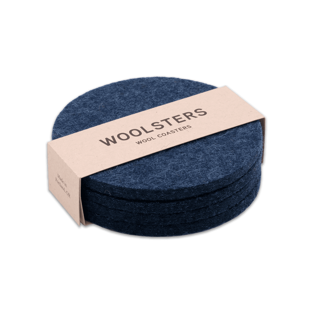 Navy round Woolster set stacked.