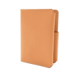 Tan leather Passport Wallet 3/4 angle view.