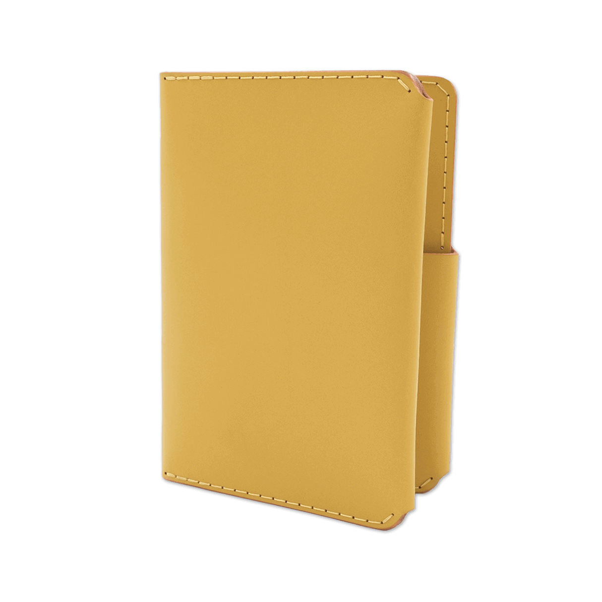 Yellow leather Passport Wallet 3/4 angle view.