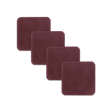 Burgundy leather square coaster set with hand-pressed Woolly Made logo spread out.
