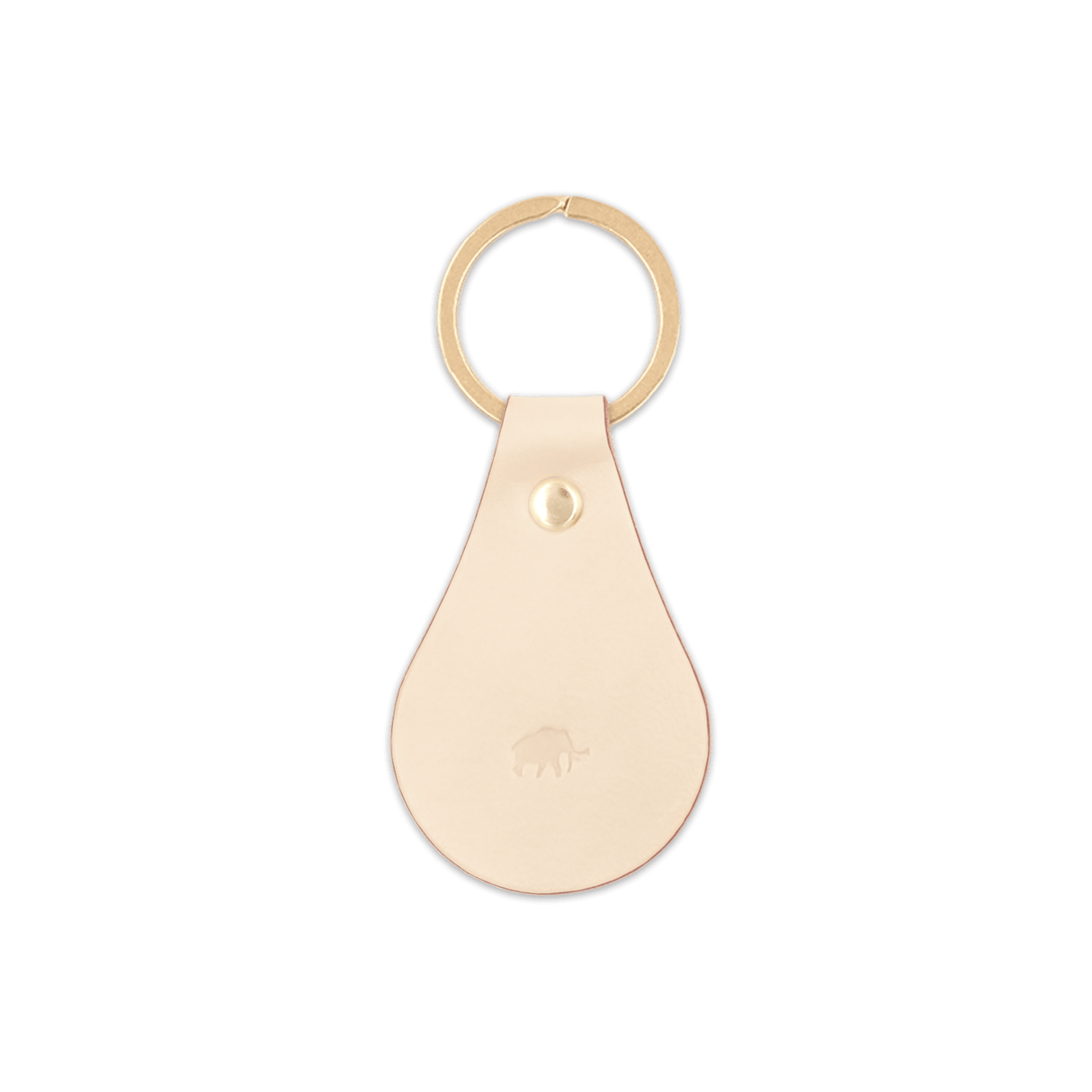 Tusk leather Tab Keychain, hand-pressed Woolly Made logo, brass hardware.