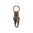 Olive leather Clip Keychain, etched Woolly Made logo, decorative perforation, black hardware.