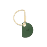Green Crescent Keychain with brass hardware.