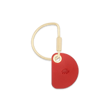 Red Crescent Keychain with brass hardware.