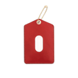 Red leather Luggage Tag with blank info card and window, and brass hardware.