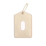 Tusk leather Luggage Tag with blank info card and window, and brass hardware.