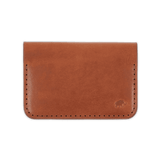 Brown glazed leather Flip Wallet with hand-pressed Woolly Made logo.