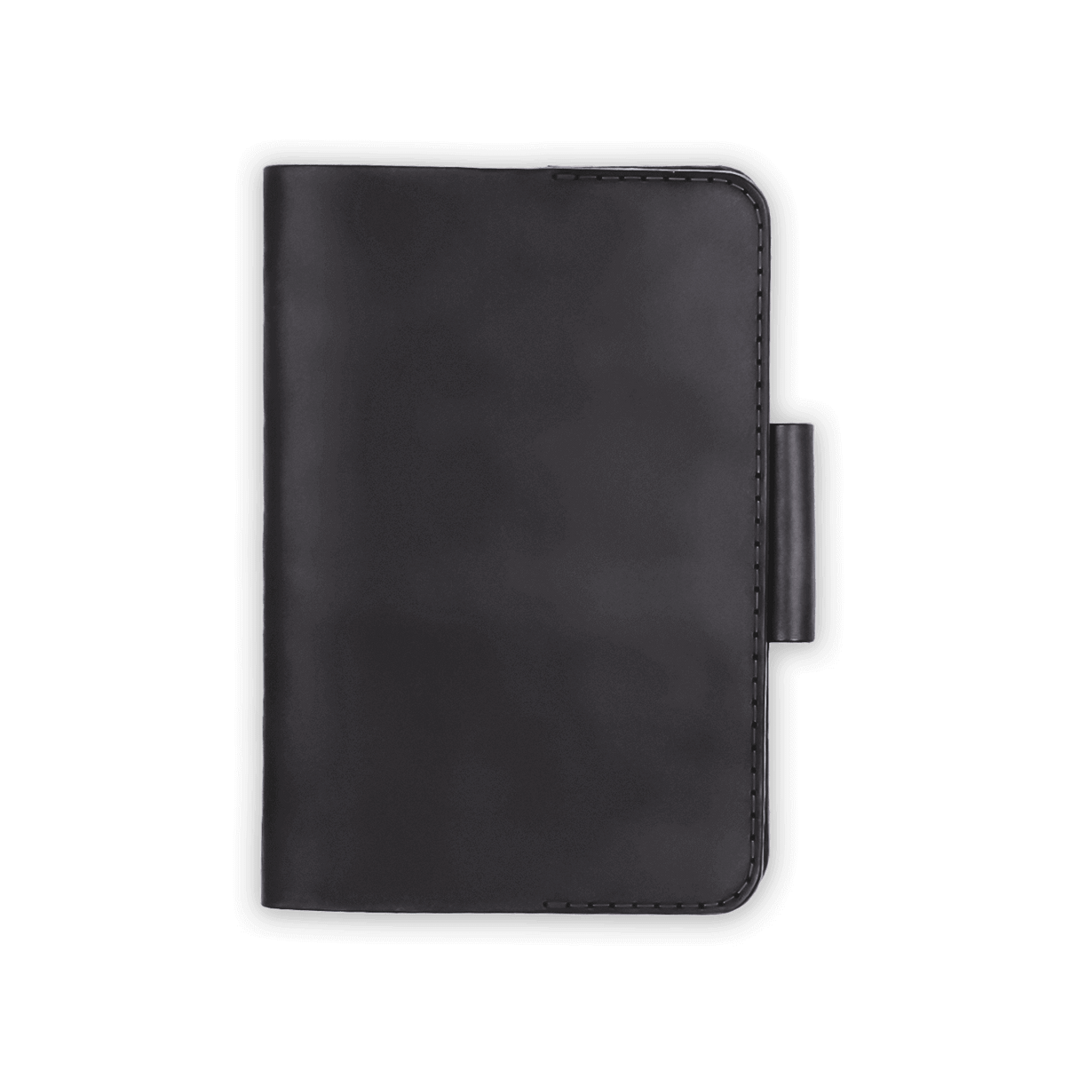 Black leather Golf Scorecard Holder with pencil holder.