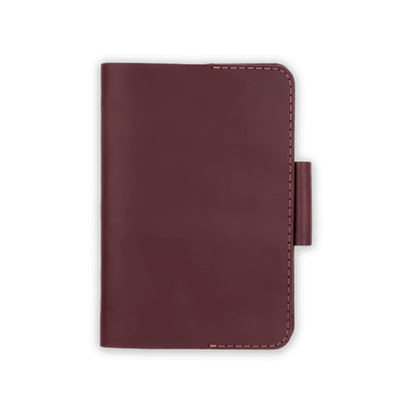 Burgundy leather Golf Scorecard Holder with pencil holder.