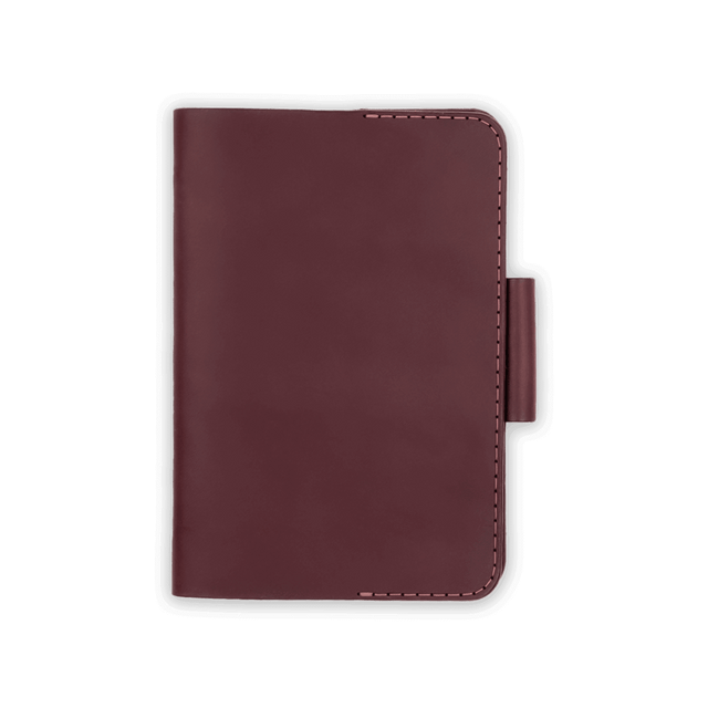 Burgundy leather Golf Scorecard Holder with pencil holder.