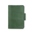 Green leather Golf Scorecard Holder with pencil holder.