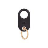 Black leather Grip Keychain with hand-pressed Woolly Made logo and brass hardware.