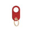 Red leather Grip Keychain with hand-pressed Woolly Made logo and brass hardware.