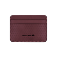 Burgundy leather Half Wallet with decorative perforation and etched Woolly Made logo.