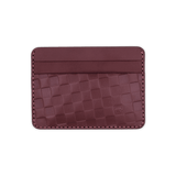 Burgundy Checker Texture Half Wallet.
