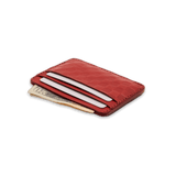 Red Checker Texture Half Wallet angle view with $20 bill and cards.