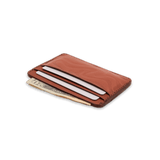 Brown Contour Texture Half Wallet angle view with $20 bill and cards.