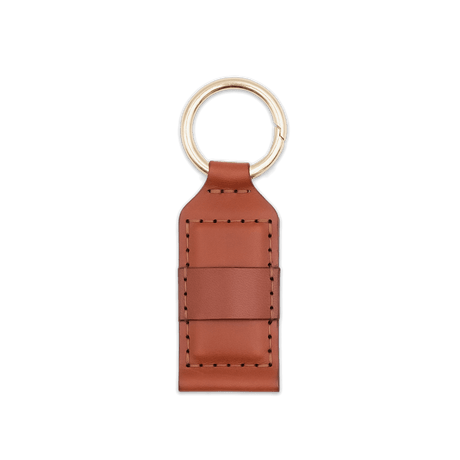 Back view of our Hat Clip in brown leather.