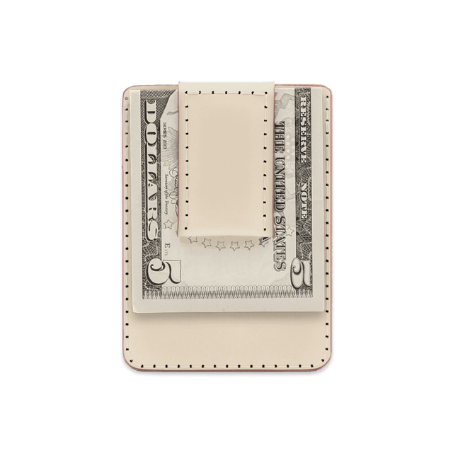 Tusk leather Money Clip Wallet with $5 folded bill.