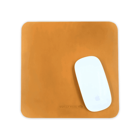 Gold leather Mouse Pad with Apple Mouse.