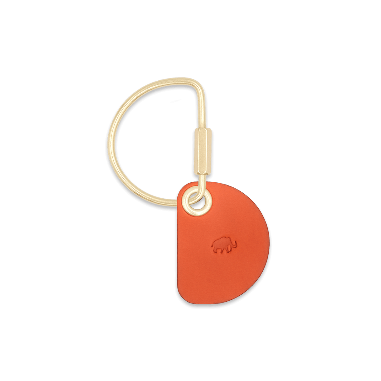 Orange Crescent Keychain with brass hardware.