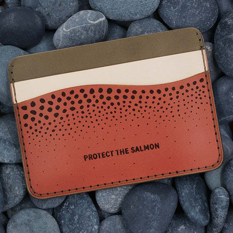 Protect the Salmon Half Wallet in olive, tusk, and salmon leather