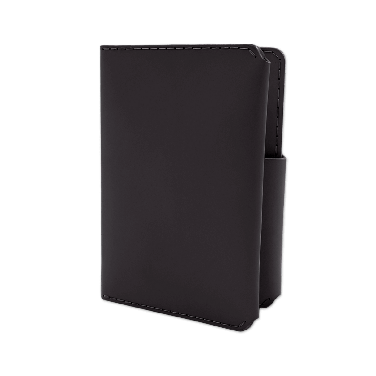 Black leather Passport Wallet 3/4 angle view.