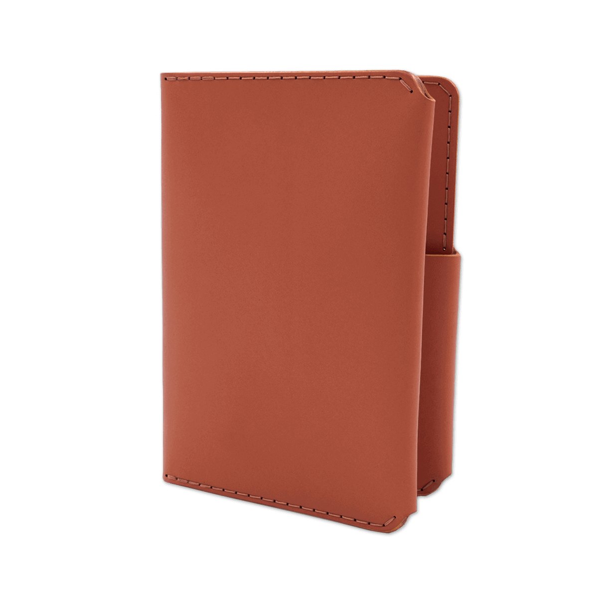 Brown leather Passport Wallet 3/4 angle view.