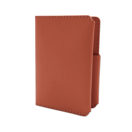 Brown leather Passport Wallet 3/4 angle view.