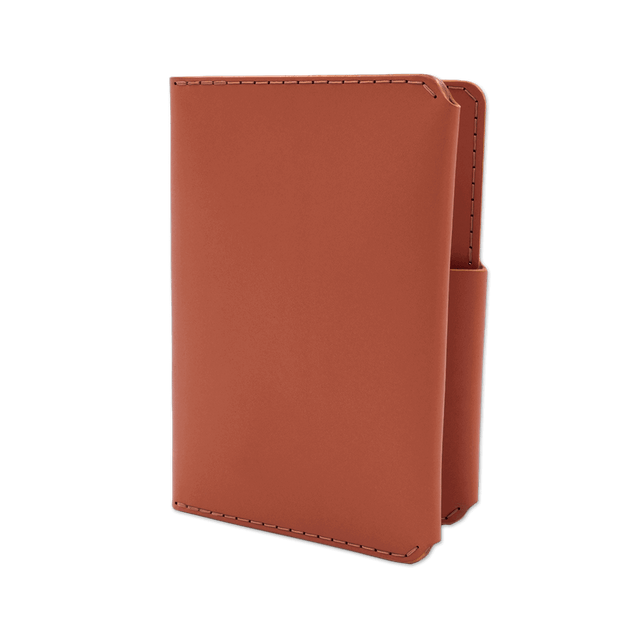 Brown leather Passport Wallet 3/4 angle view.