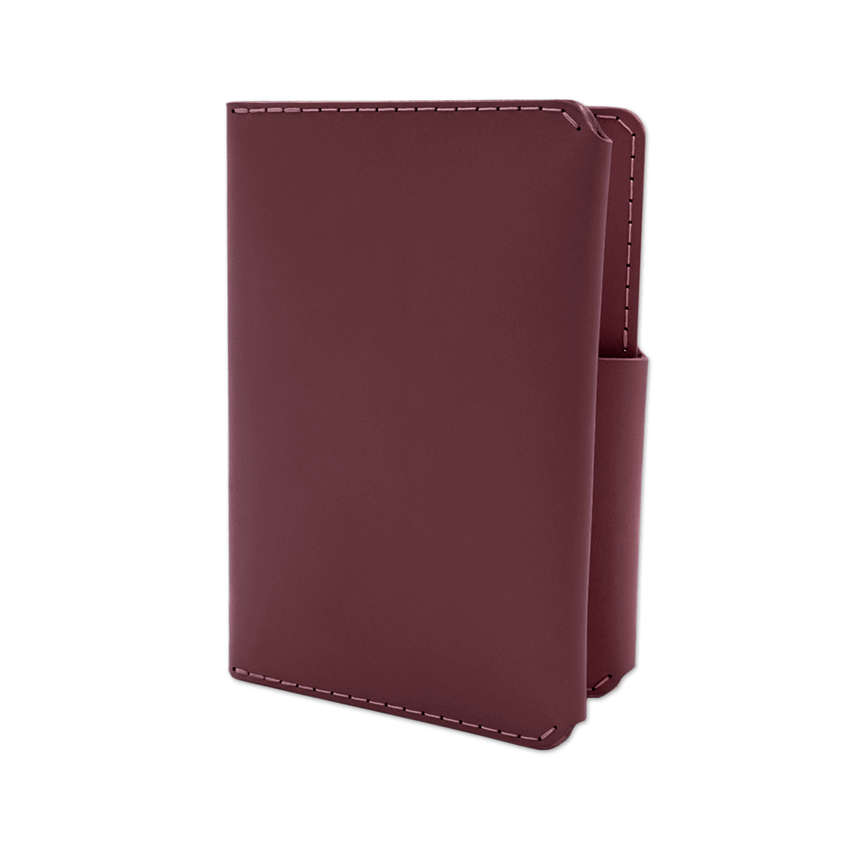 Burgundy leather Passport Wallet 3/4 angle view.