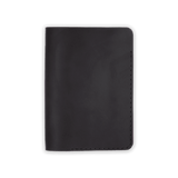 Black leather Passport Cover closed view. 