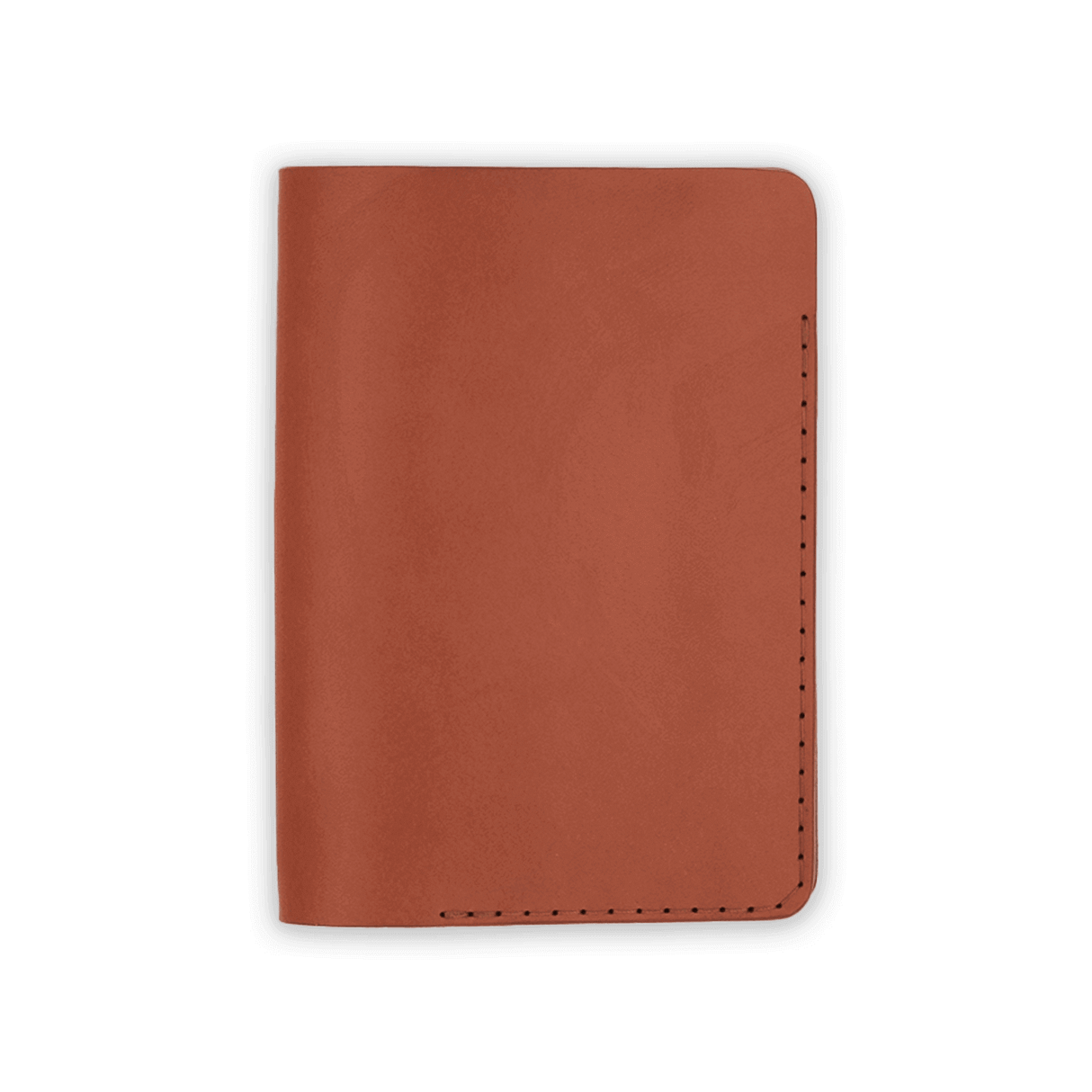 Brown leather Passport Cover closed view.