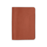 Brown leather Passport Cover closed view.