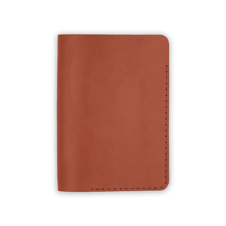 Brown leather Passport Cover closed view.