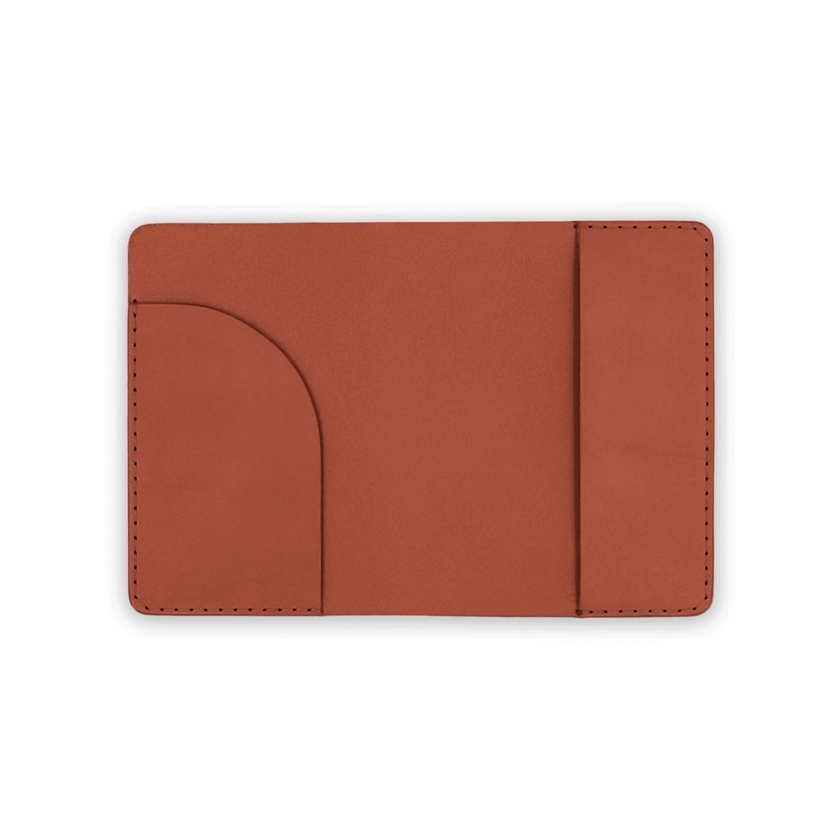 Brown leather Passport Cover open view.