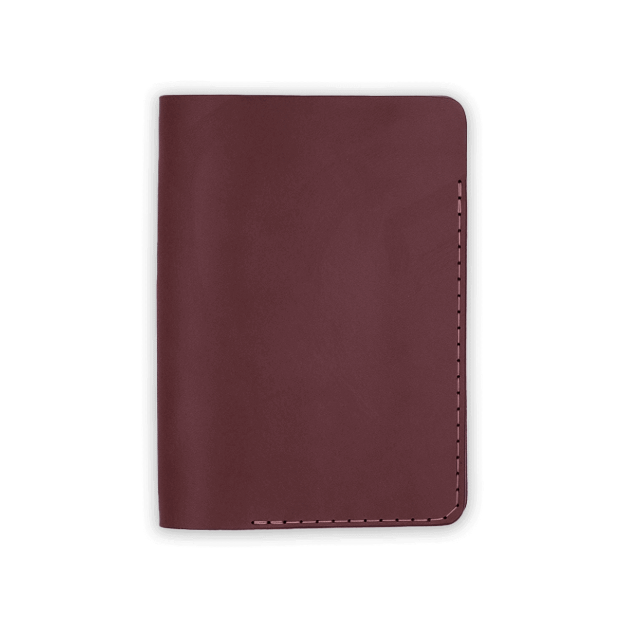 Burgundy leather Passport Cover closed view.