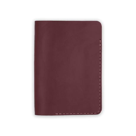 Burgundy leather Passport Cover closed view.