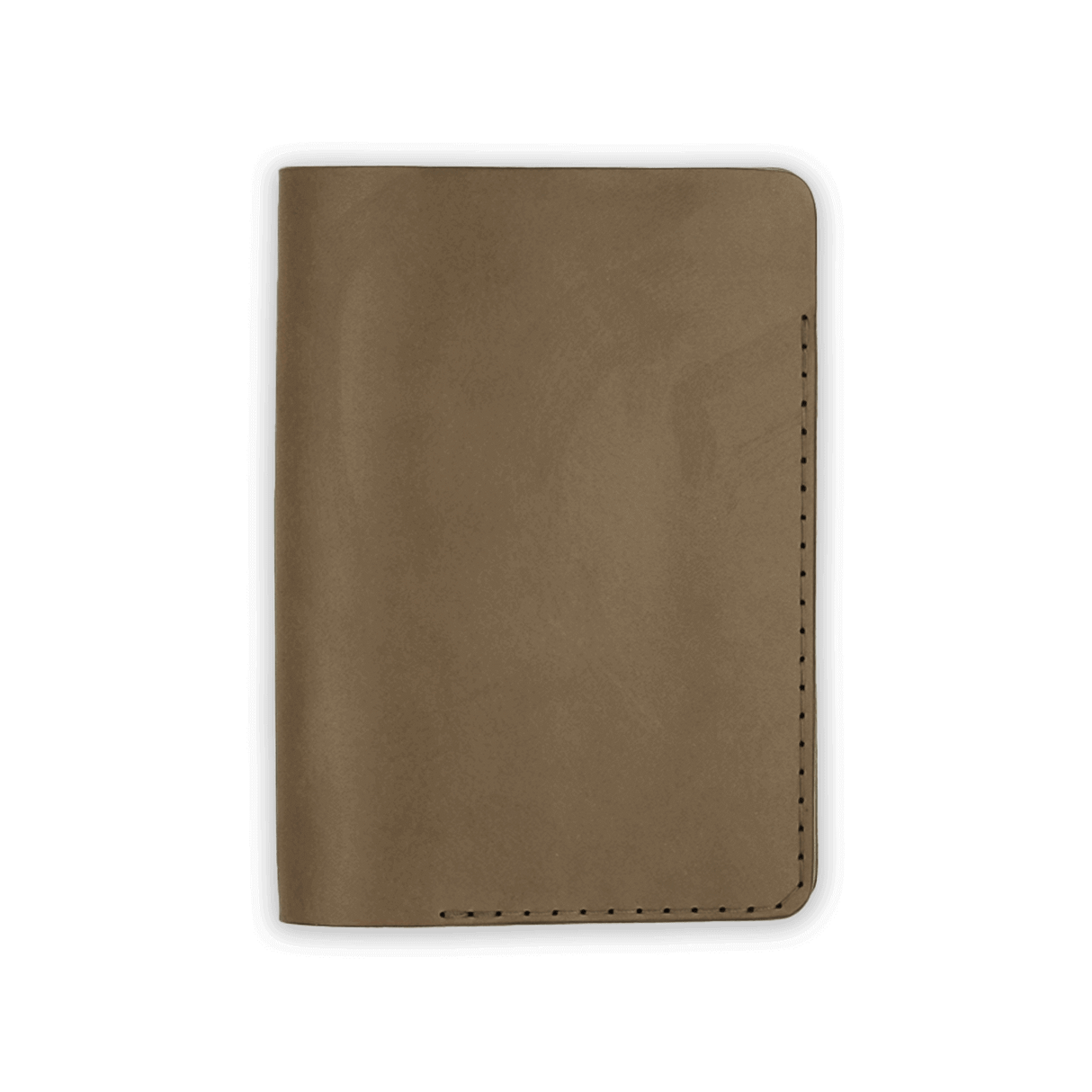 Olive leather Passport Cover closed view.