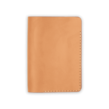 Tan leather Passport Cover closed view.