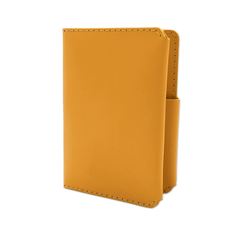 Gold leather Passport Wallet 3/4 angle view.